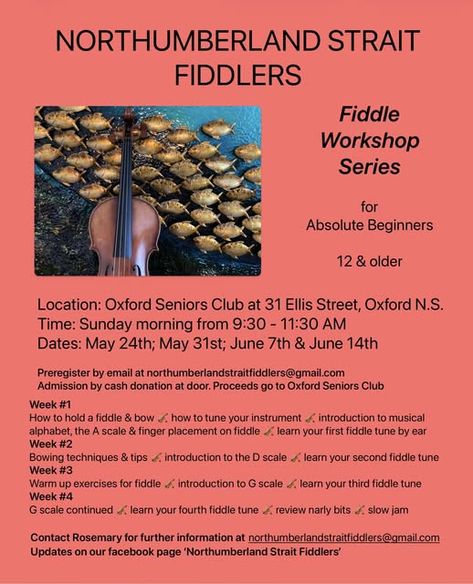 Northumberland Strait Fiddlers Fiddle Workshop for Absolute Beginners June 14