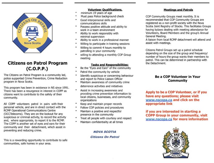 Amherst Police Department – Amherst NS: Are you interested in Joining Citizens on Patrol?