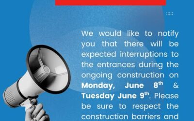 Amherst Centre Mall Construction Interruptions at the Mall Entrances June 8 and 9th