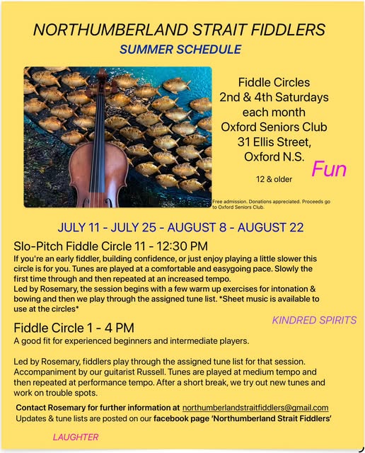 Northumberland Strait Fiddlers Summer Schedule