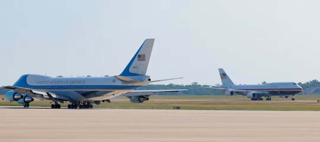 Trump flies old Air Force One out of Turkey, switches to new jet in Britain for trip home