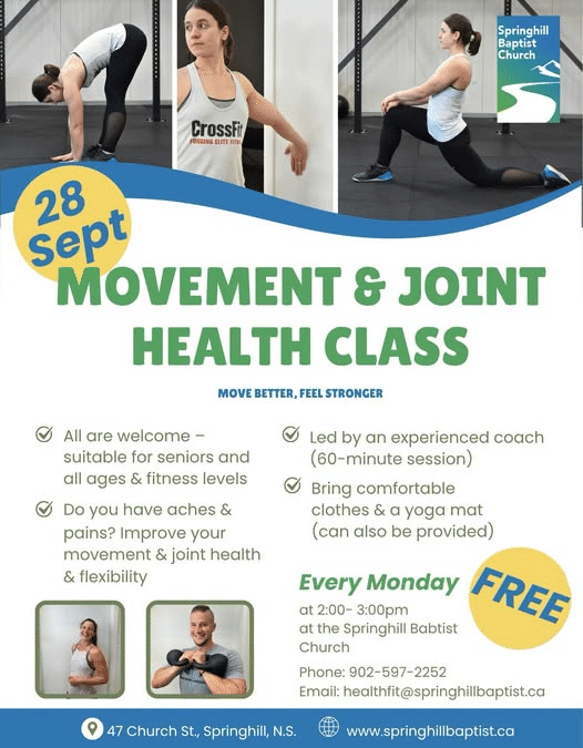 Springhill Baptist Church Movement and Joint Health Class Every Monday