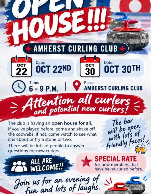 Amherst Curling Club Open House October 22 and 30th