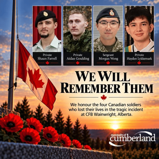 We will remember them. The Four Soldiers Who Lost Their Lives at CFB Wainwright Alberta