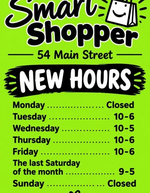 Smart Shopper 54 Main Street New Hours
