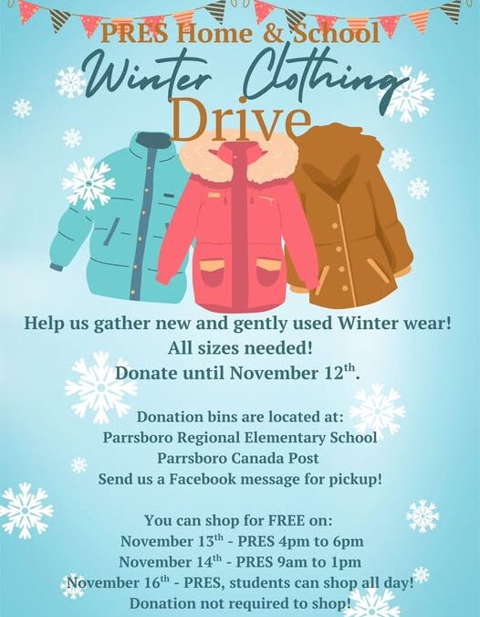 PRES Home & School Winter Clothing Drive Donate until November 12
